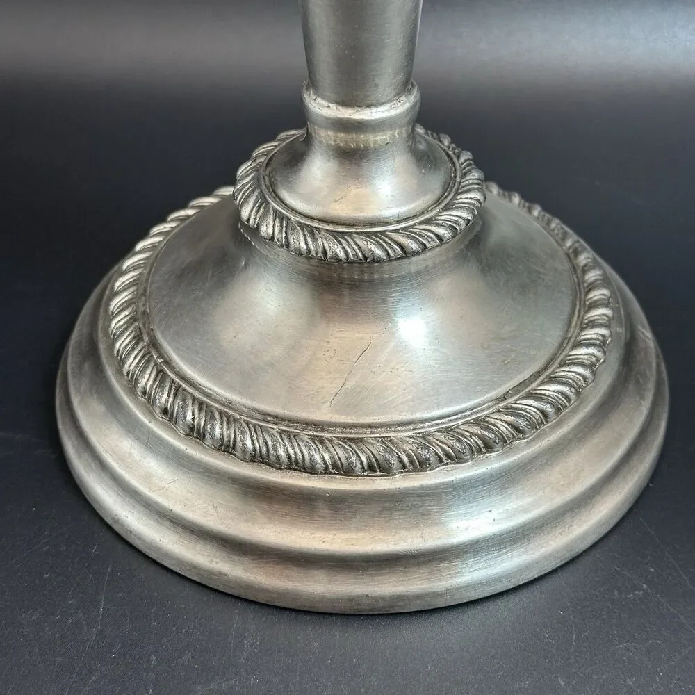 Antique European Pewter Candlestick 11” Heavy Candle Holder Table Centerpiece